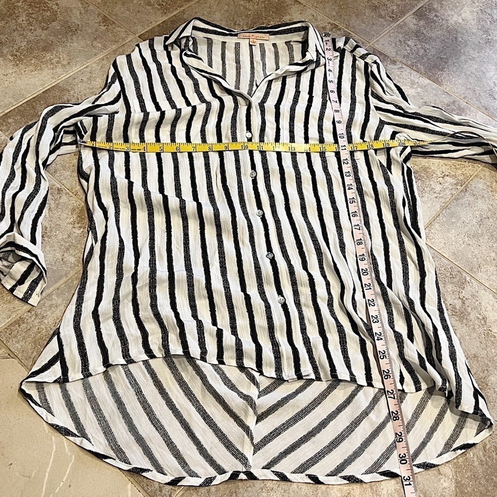Gibson Latimer Striped Button Down Tunic Top 3/4 … - image 3
